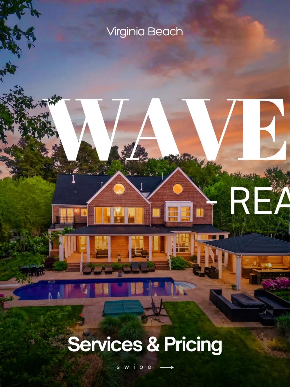 SERVICES. PRICING. OPTIONS.

everything you can order ~
all in one place.

photos. video. drone. floorplans.
tours. social media. twilight.
digital enhancements.

swipe through.
find what fits.
book when ready.

🌊

📸 Waves & Williams Realty Photography
real estate media for Hampton Roads & beyond.

(757) 630-2619
trey@wavesandwilliams.com
wavesandwilliams.com

Real Estate Photographer Hampton Roads
#VirginiaBeachRealEstatePhotographer #realestatephotographer #RealEstatePhotography #RealEstateVideo #HamptonRoadsRealEstatePhotographer HamptonRoadsPhotographer WavesAndWilliams